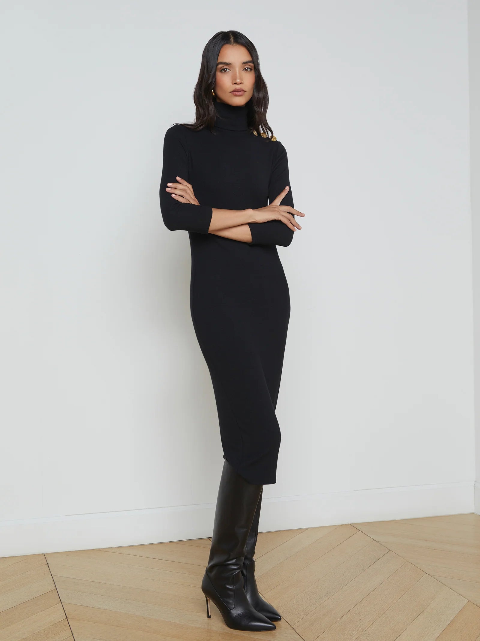 La61516 Turtleneck Knit Dress