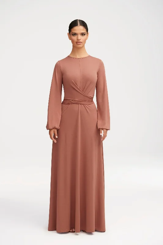 Alice Jersey Tie Waist Maxi Dress - Dusty Rose