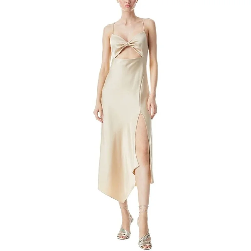 alice olivia Harmony Drapey Slip Midi Dress Sand