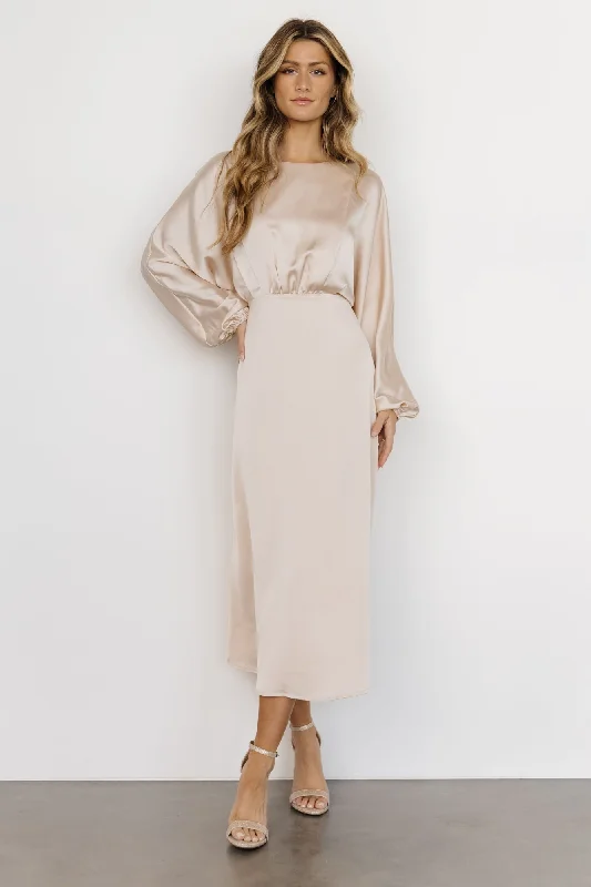 Balta Satin Midi Dress | Champagne