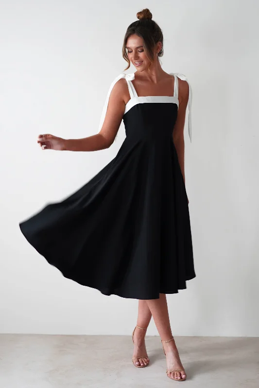 Bella Skater Midi Dress | Black/White