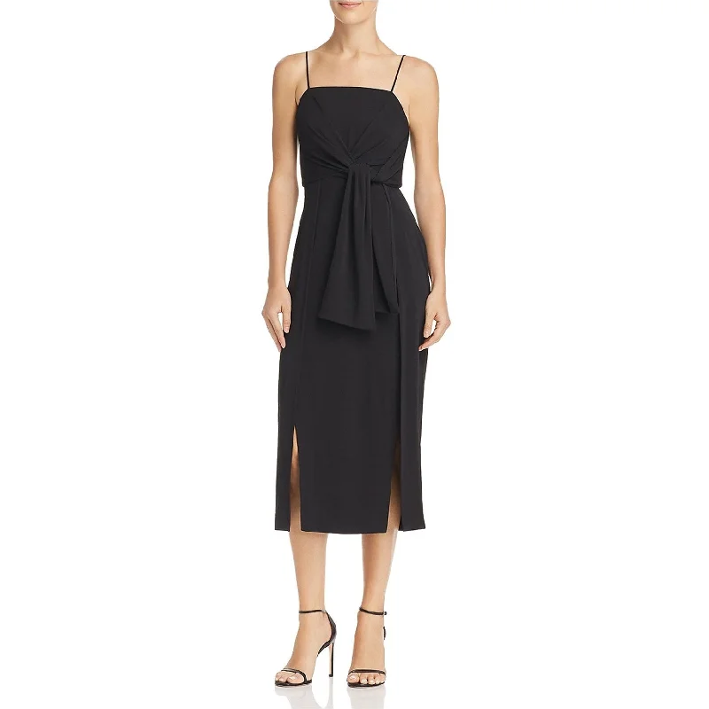 C/Meo Collective Womens Tie-Front Sash Midi Dress, Black, Medium