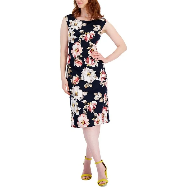 Connected Women's Floral Print Midi Dress Blue Size 10