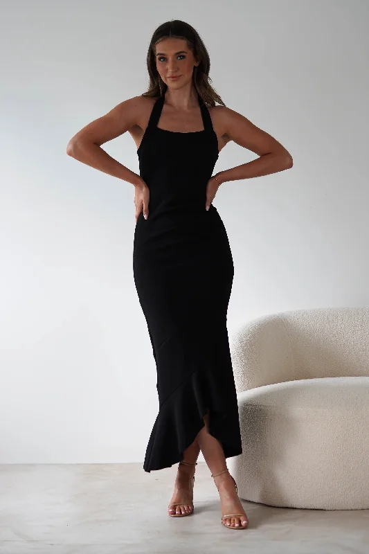 Damaris Textured Midi Dress | Black