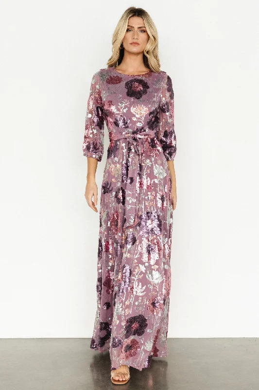 Destiny Sequin Maxi Dress | Lilac Floral