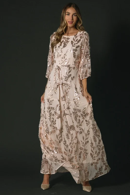 Destiny Sequin Maxi Dress | Rose Gold