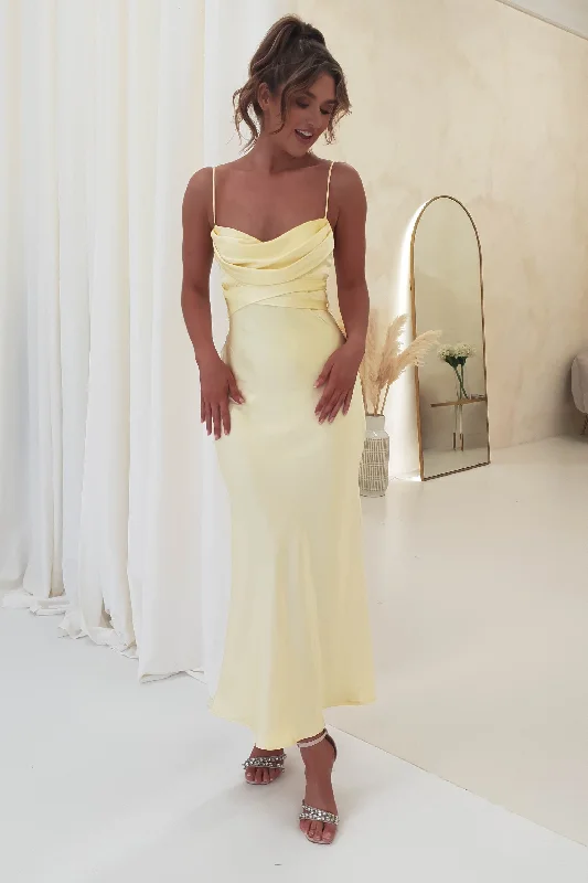 Everleigh Soft Satin Midi Dress | Butter Yellow