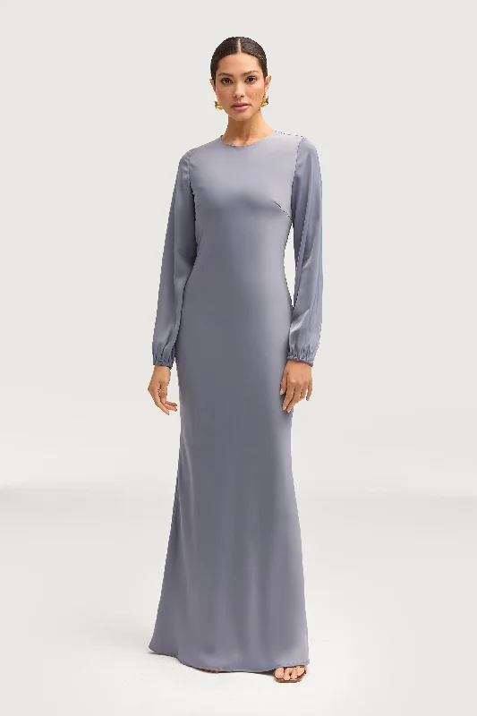 Kamila Satin Maxi Dress - Winter Blue