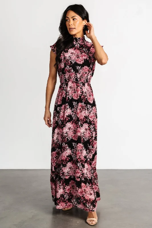 Kearny Ruffle Maxi Dress | Black + Mauve