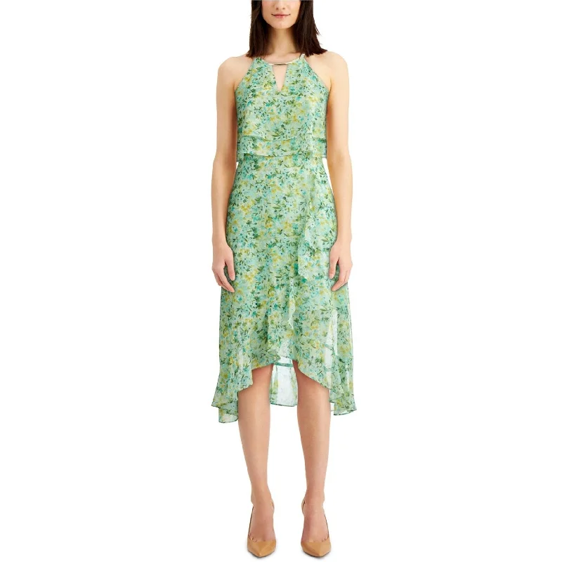 Kensie Womens Floral Layered Midi Dress