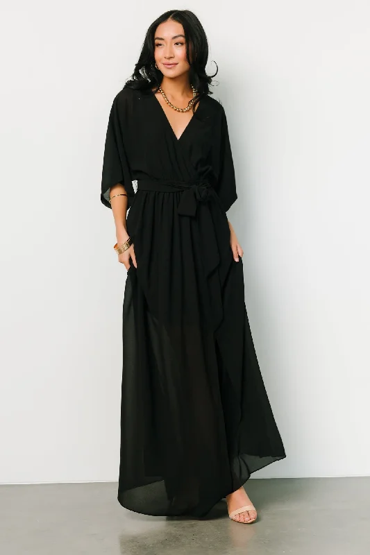 Kia Kimono Maxi Dress | Black