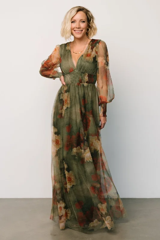 Layla Tulle Maxi Dress | Olive + Rust