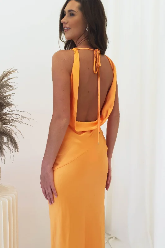 Leah Cowl Neckline Maxi Dress | Orange