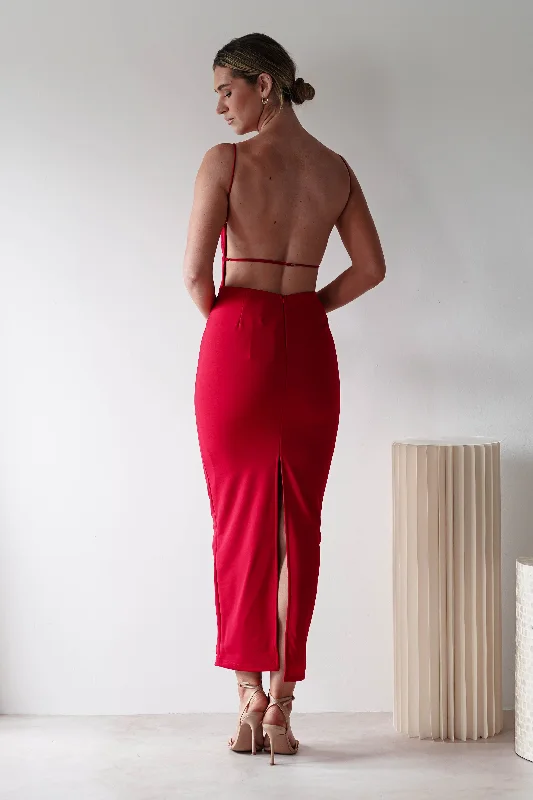 Letty Square Neck Maxi Dress | Red