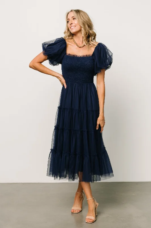 Liv Tulle Midi Dress | Navy