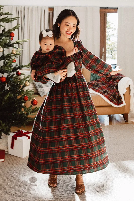 Margo Midi Dress in Green Plaid