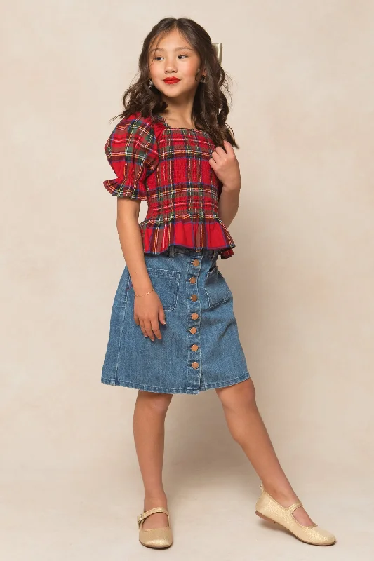 Mini Madeline Top in Holiday Plaid