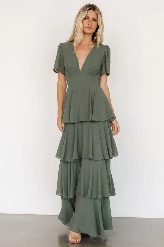 Montaigne Ruffle Maxi Dress | Dark Sage