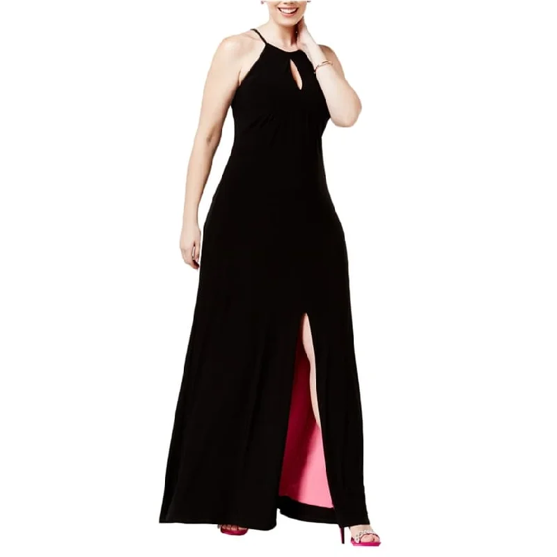 My Michelle Womens Plunge Neck Maxi Dress