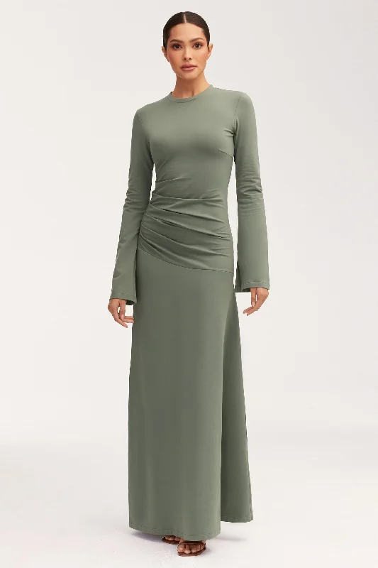 Natalie Rouched Jersey Maxi Dress - Dark Forest