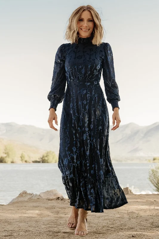 Penelope Velvet Maxi Dress | Midnight Blue