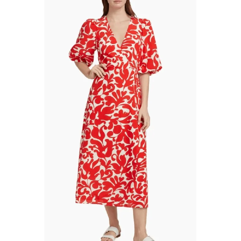 Rhode Women's Ina Filigree Midi-Dress, Red Caspain Lagoon Grande