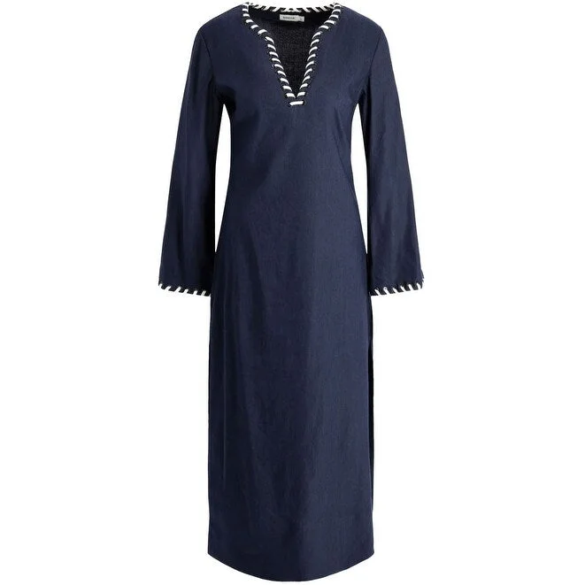 Simkhai Women's Navy Blue Long Sleeve Dalta Midi Dress