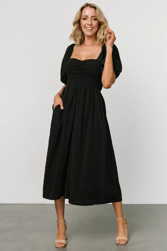 Stefania Midi Dress | Black