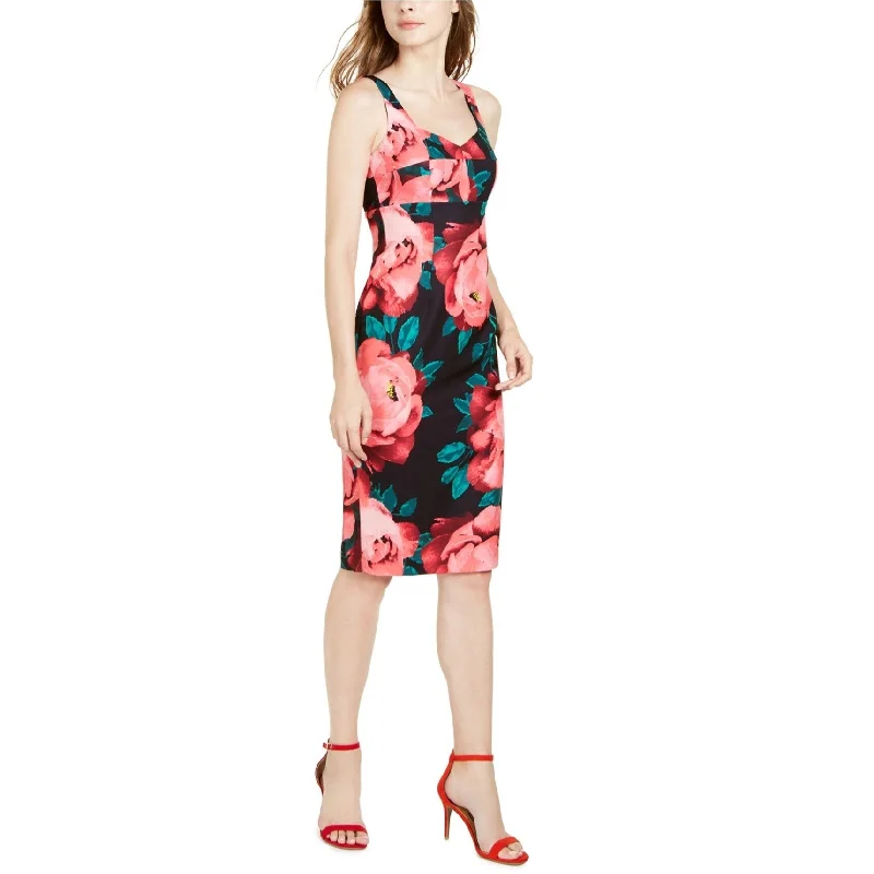 Trina Turk Womens Sweetheart Floral-Print Midi Dress, Black, 6