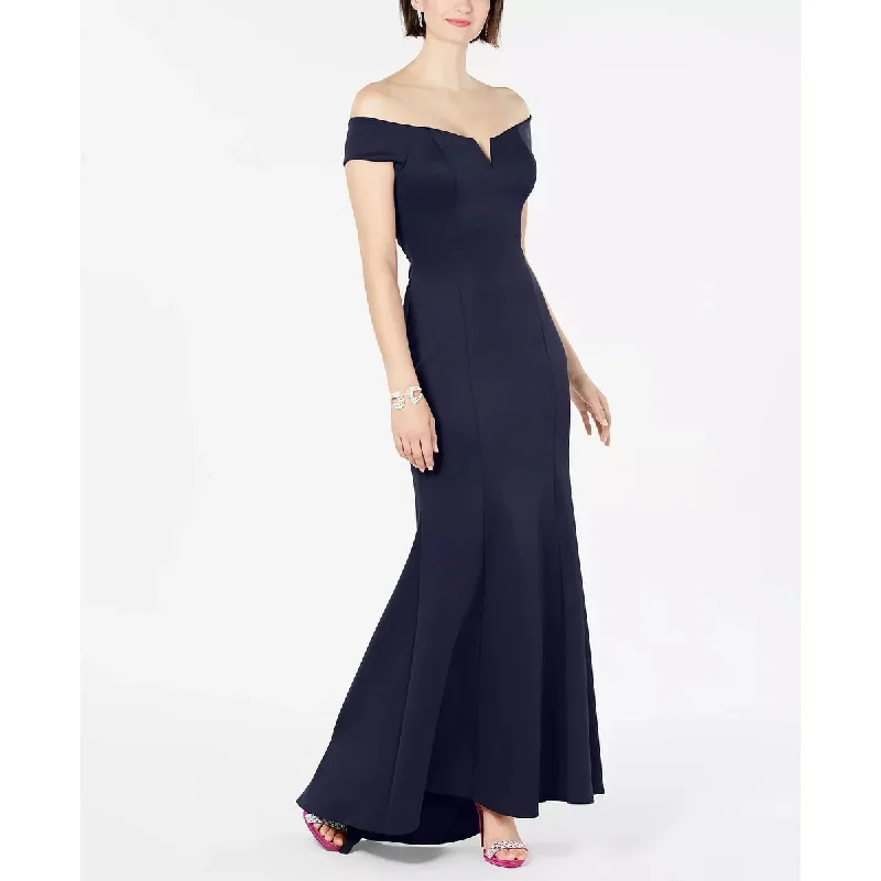 Vince Camuto Women's Navy Short Sleeve Off Shoulder Maxi Sheath Evening Dress Navy Size 6