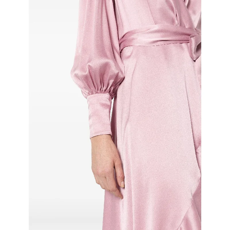 Zimmermann Silk Wrap Midi Dress Pink