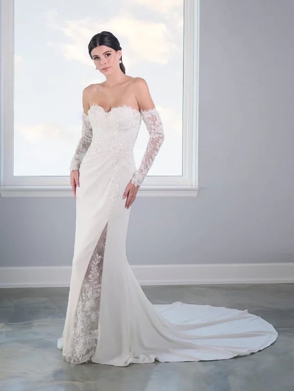 Applique Sheer Slit Bridal Gown by Adrianna Papell 31302