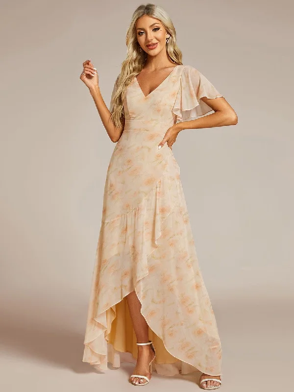 Charming Chiffon Bridesmaid Dress with Lotus Leaf Hemline