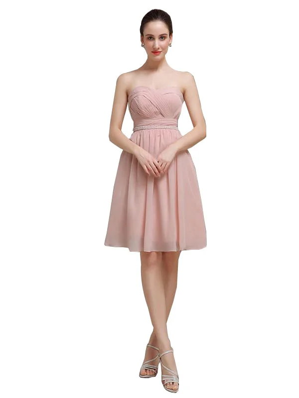 Sweetheart Chiffon A-line Short Bridesmaid Dresses