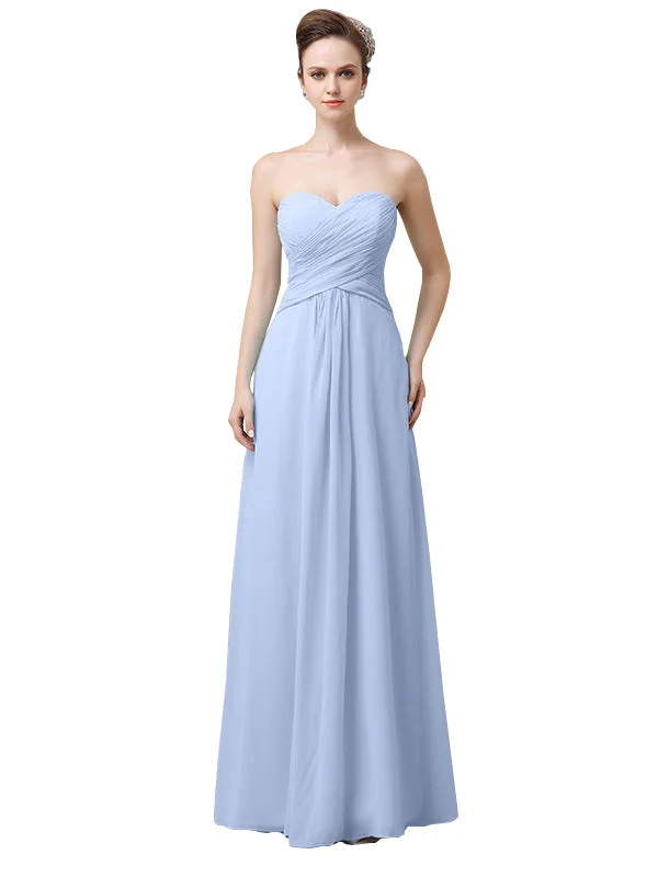 Pretty Sweetheart A-line Chiffon Long Floor-Length Bridesmaid Dresses