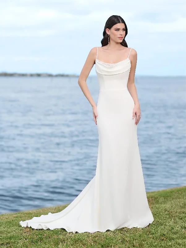 Crepe Cowl Bridal Gown by Adrianna Papell 45001