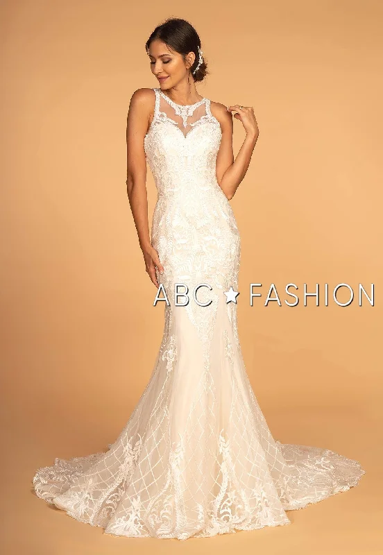 Embroidered Illusion Mermaid Wedding Dress by Elizabeth K GL2598