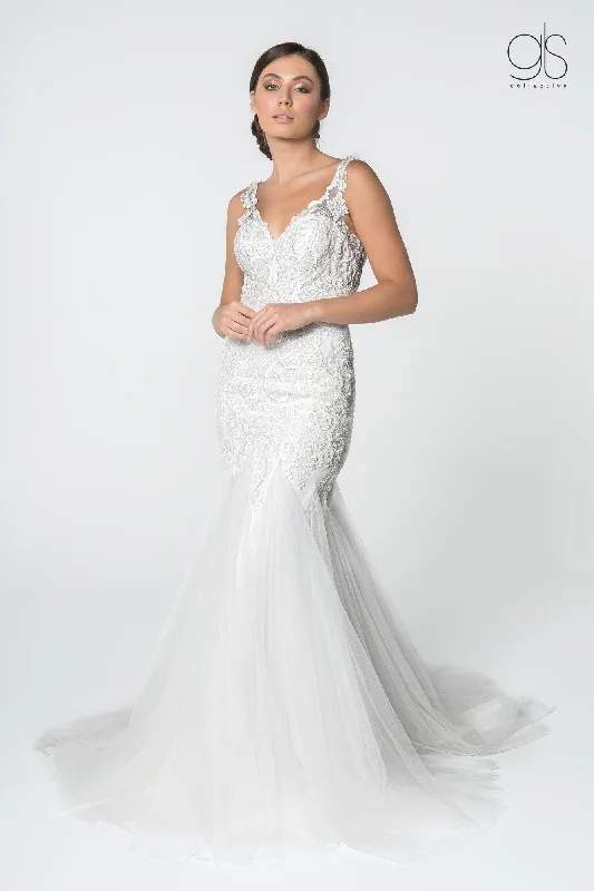 Lace V-Neck Wedding Mermaid Gown by Elizabeth K GL2815