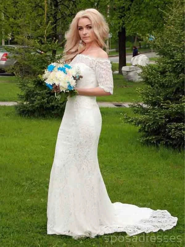 1/2 Long Sleeves Lace Mermaid Wedding Dresses Online, Cheap Bridal Dresses, WD508