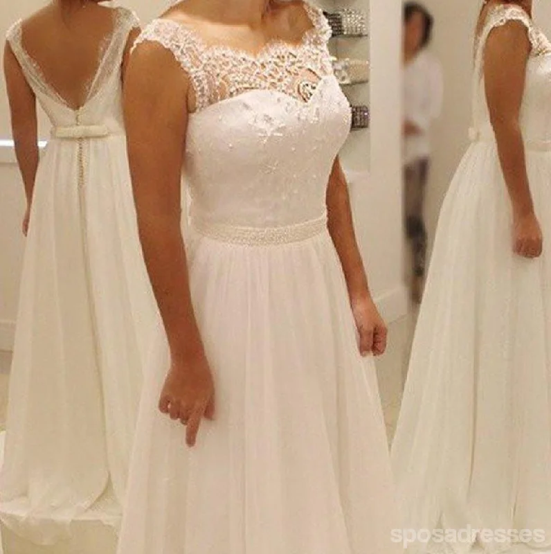 Elegant Sheath Lace Beach Wedding Party Dresses, Popular Bridal Gown, WD0096