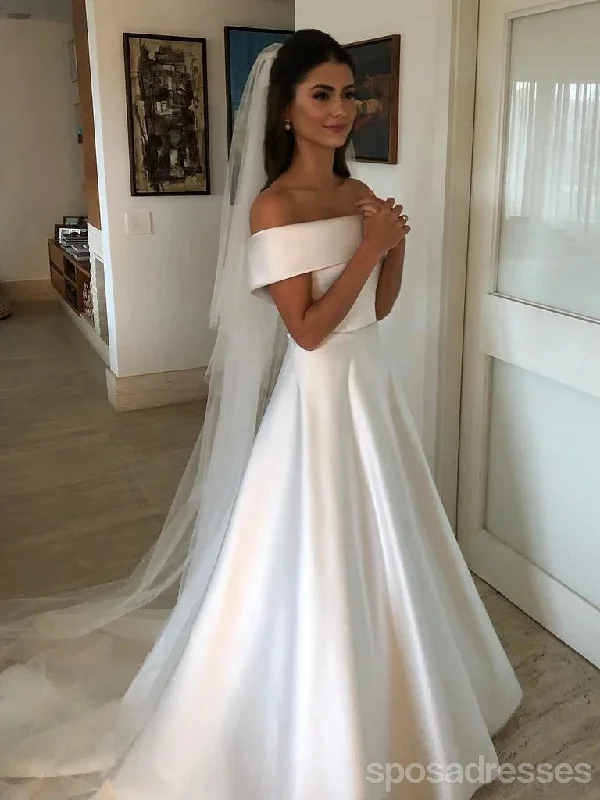 Off Shoulder Simple Cheap Wedding Dresses Online, Cheap Bridal Dresses, WD629