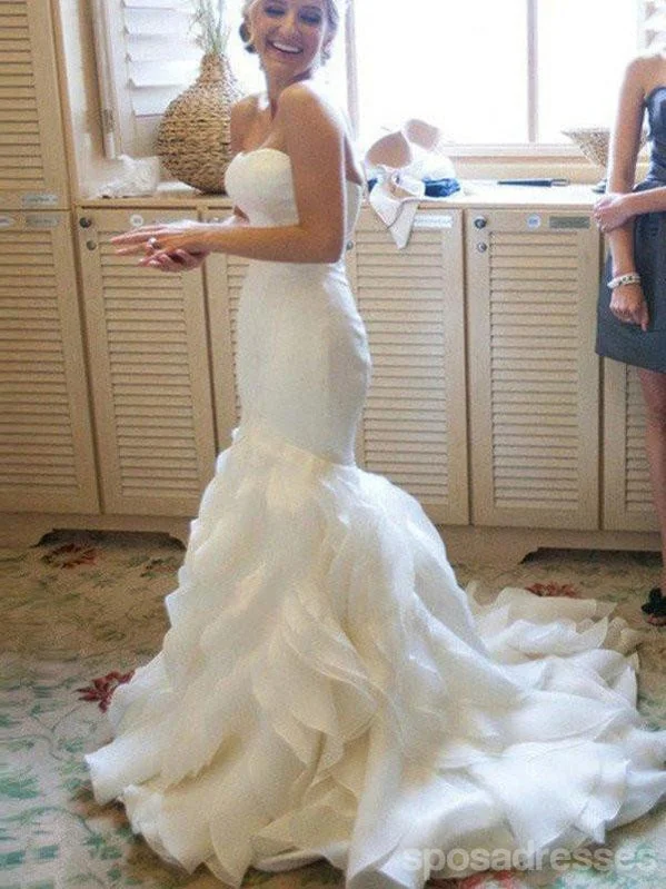 Organza Mermaid Wedding Dresses,  2017 Long Custom Wedding Gowns, Affordable Bridal Dresses, 17110