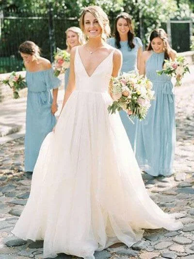 Simple Backless Organza Cheap Wedding Dresses Online, Cheap Bridal Dresses, WD491