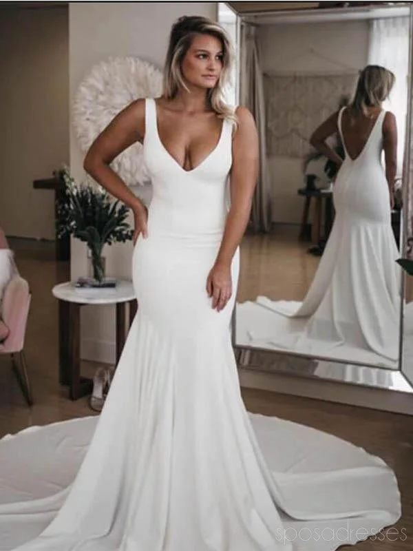 Simple Backless Sexy Cheap Mermaid Wedding Dresses Online, Cheap Bridal Dresses, WD481